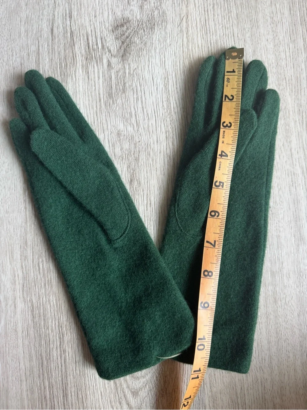 Vintage Dark Forest Green Morgan Taylor Lambswool Blend Warm Wool Winter Gloves